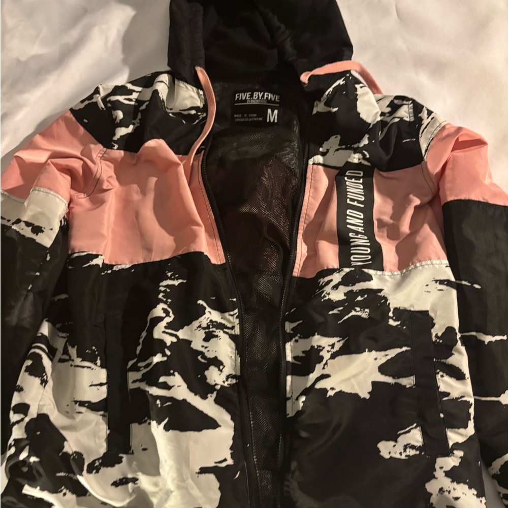 Five By Five Men's Pink and Black Windbreaker